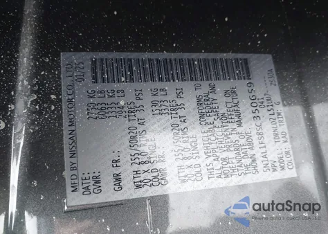 2025 Infiniti Qx60 Luxe Awd z USA, uszkodzony, nr VIN 5N1AL1FS8SC350659